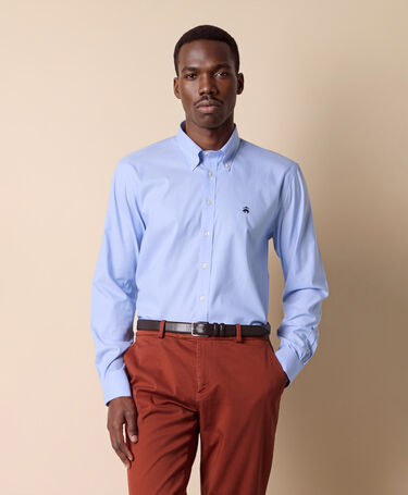 Brooks Brothers Koszula Slim Fit Non-Iron z Rozciągliwego Bawełnianego Materiału z Kołnierzykiem Button-Down Niebieski