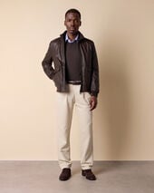 Brooks Brothers Bomber con Collo in Maglia Caffè Brooks Brothers Bomber con Collo in Maglia Caffè