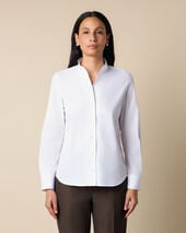 Brooks Brothers Poplin Shirt with Stand Collar White