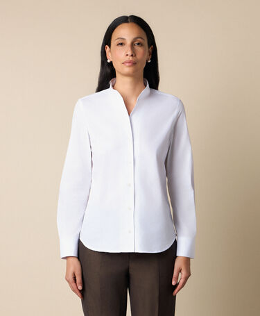 Brooks Brothers Popeline-Hemd mit Stehkragen Weiß