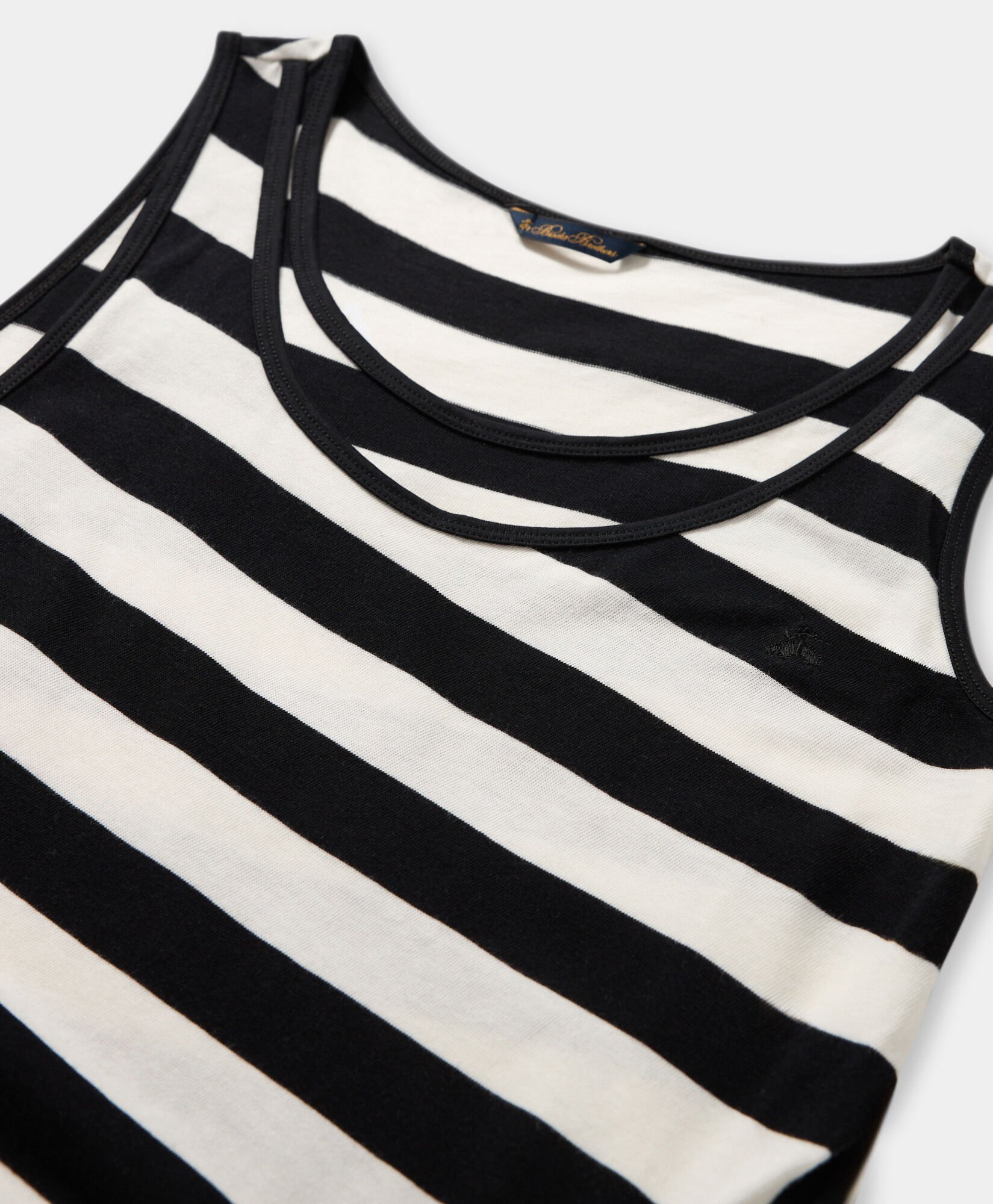 Slim Fit Striped Cotton Jersey Tank Top with Logo Embroidery