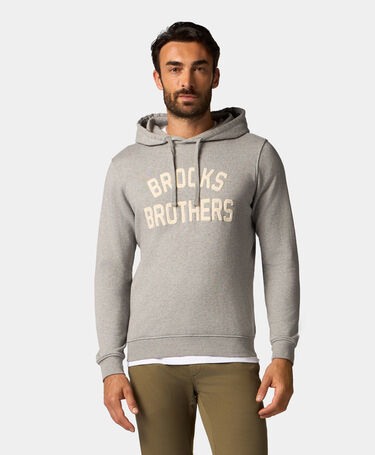 Brooks Brothers Felpa con Cappuccio e Logo Ricamato Grigio Chiaro