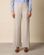 Brooks Brothers Wide Leg Pinstripe Trousers Natural