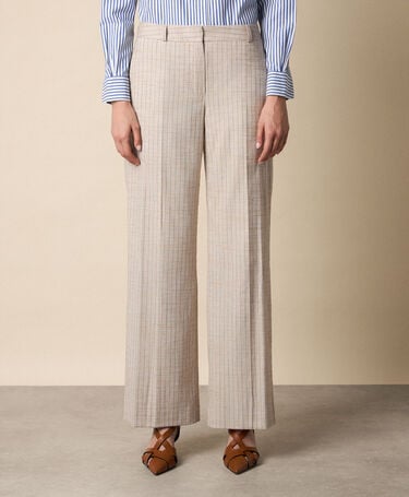Brooks Brothers Wide Leg Pinstripe Trousers Natural