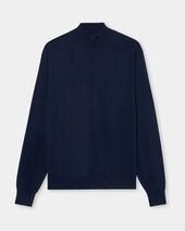 Brooks Brothers Pull Full Zip en Soie-Cachemire Bleu Marine