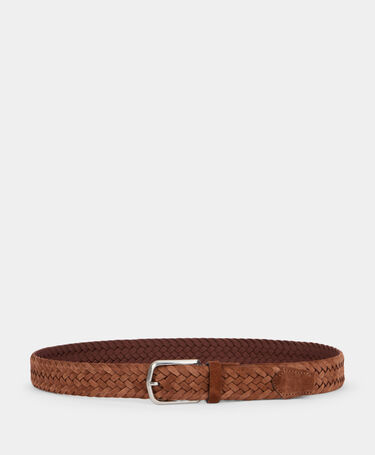 Brooks Brothers Woven Suede Leather Belt Cognac