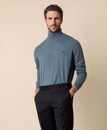 Brooks Brothers Lambswool Turtleneck Sweater with Logo Denim