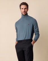 Brooks Brothers Lambswool Turtleneck Sweater with Logo Denim Brooks Brothers Lambswool Turtleneck Sweater with Logo Denim