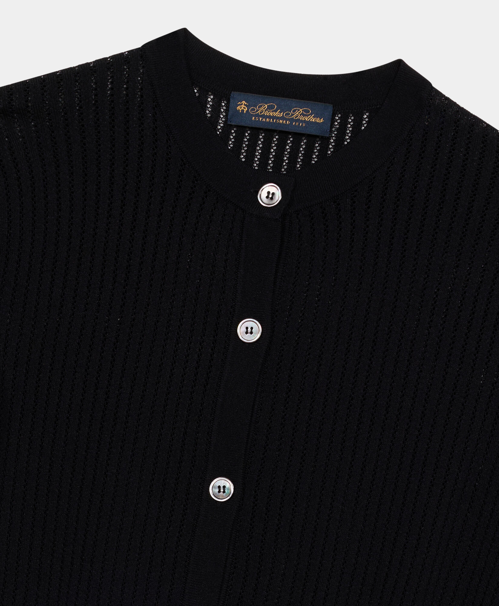 Pointelle Viscose Crewneck Cardigan