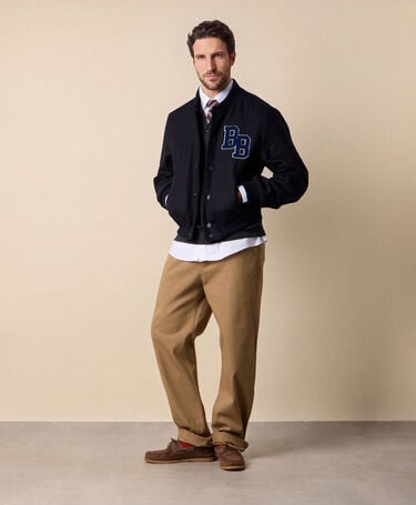 Brooks Brothers College Bomber Jacket in Melton Wool Navy