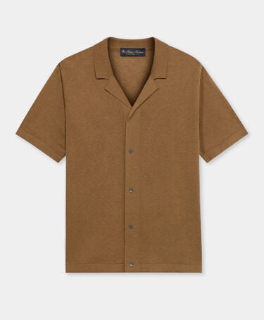Brooks Brothers Cotton-Linen Knit Polo Shirt Light Brown