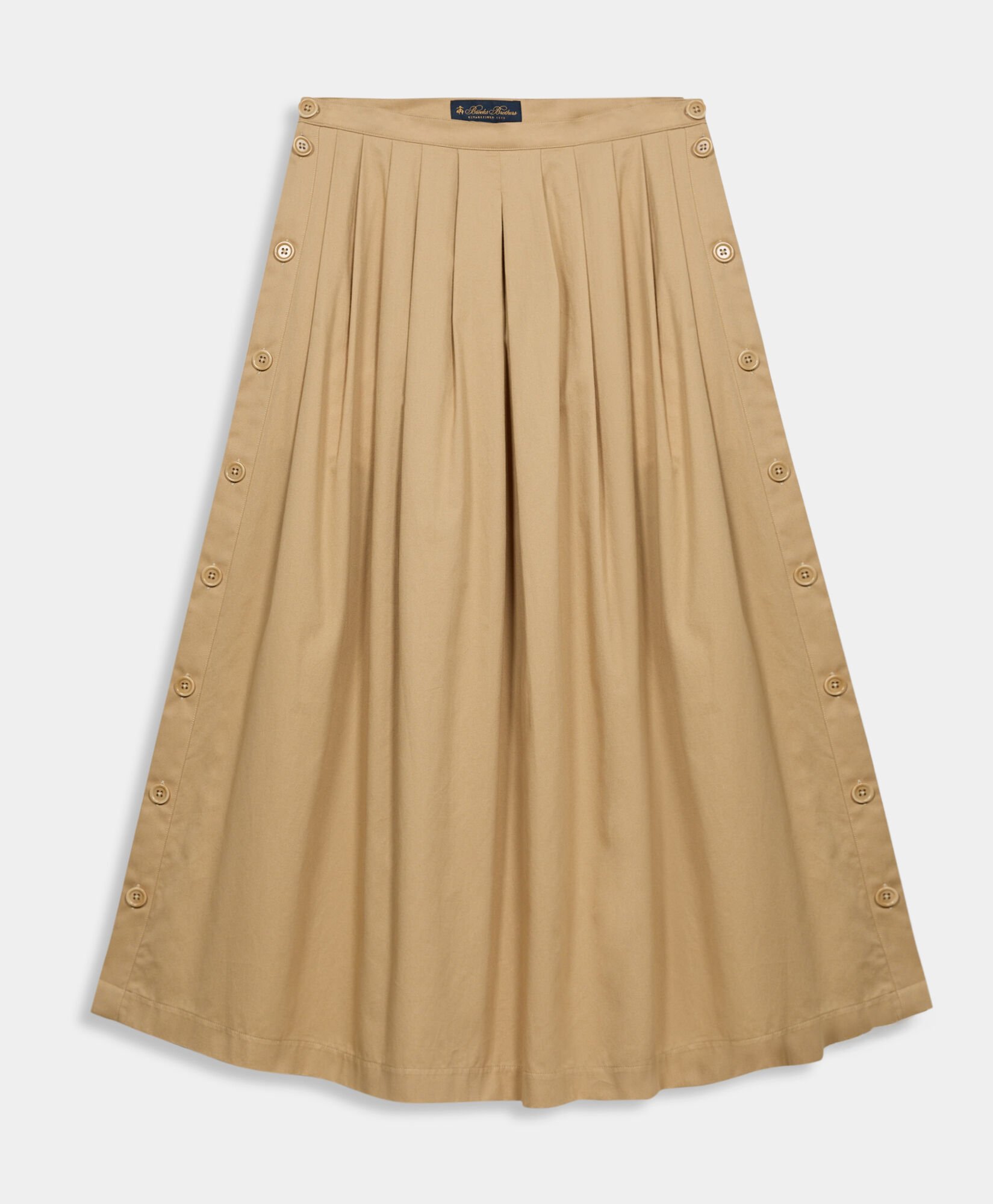 Pleated Twill Midi Skirt