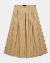 Brooks Brothers Pleated Twill Midi Skirt Beige