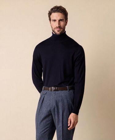 Brooks Brothers Merino Wool Turtleneck Sweater Navy