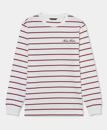 Brooks Brothers Gestreiftes Baumwoll-T-Shirt mit aufgedrucktem Logo Burgunderrot