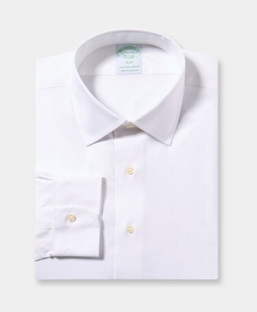 Brooks Brothers Slim Fit Non-Iron Cotton Shirt with Ainsley Collar White