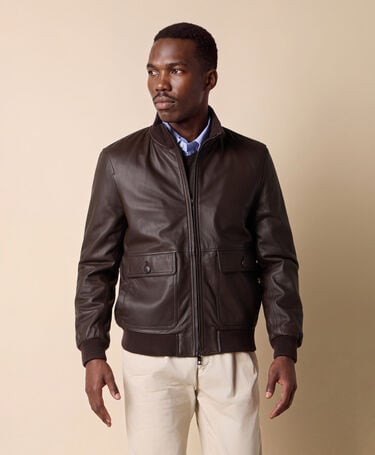 Brooks Brothers Knit Collar Bomber Coffee