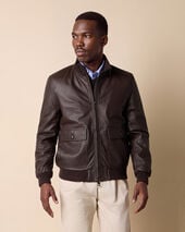 Brooks Brothers Bomber con Collo in Maglia Caffè Brooks Brothers Bomber con Collo in Maglia Caffè