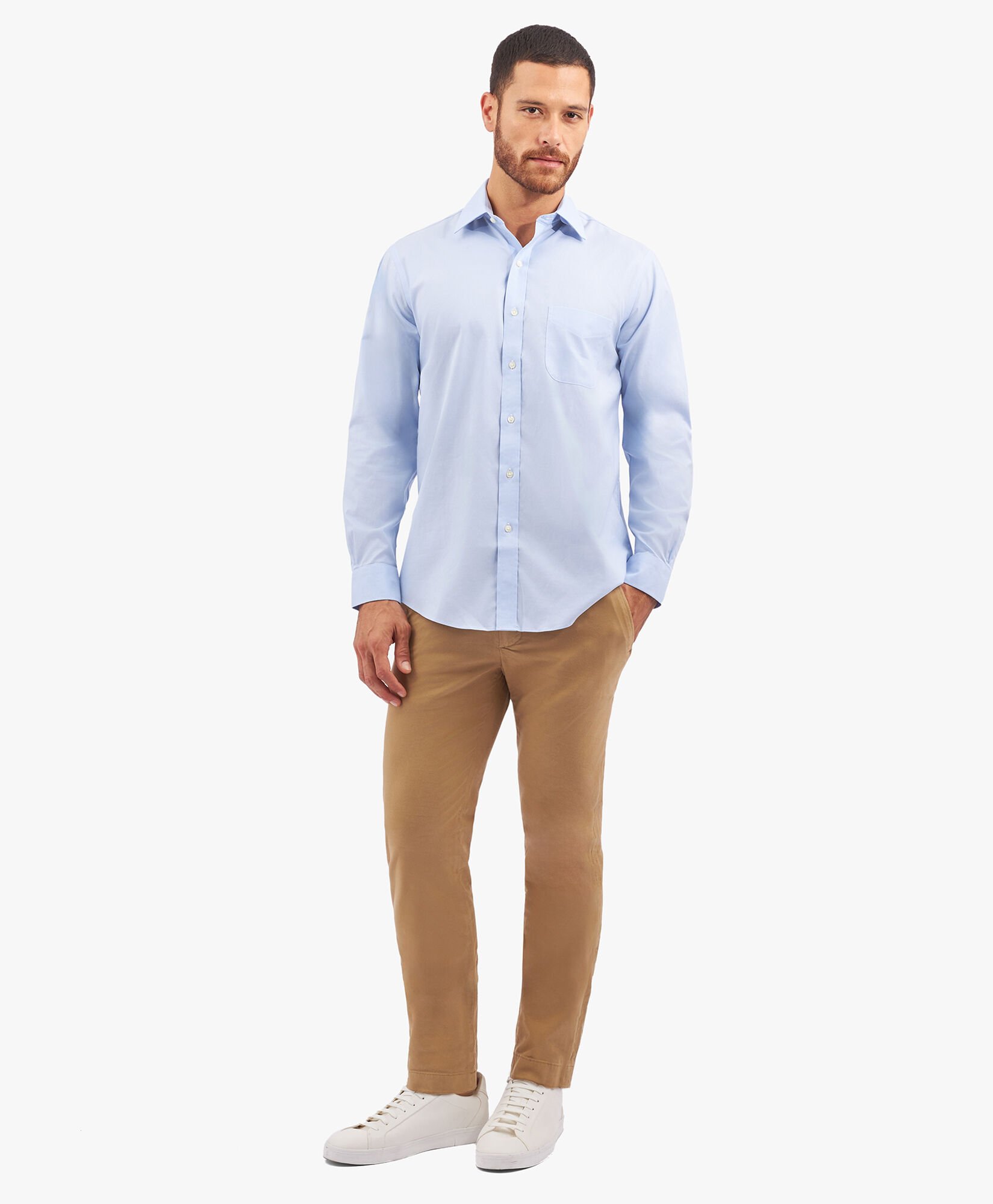 Regular Fit Non-Iron Supima Oxford Pinpoint Shirt with Ainsley Collar