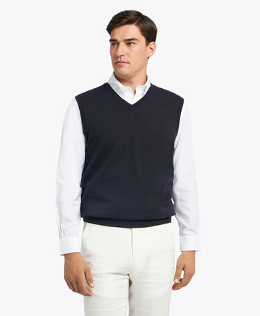 Brooks Brothers V-Neck Knit Vest Navy