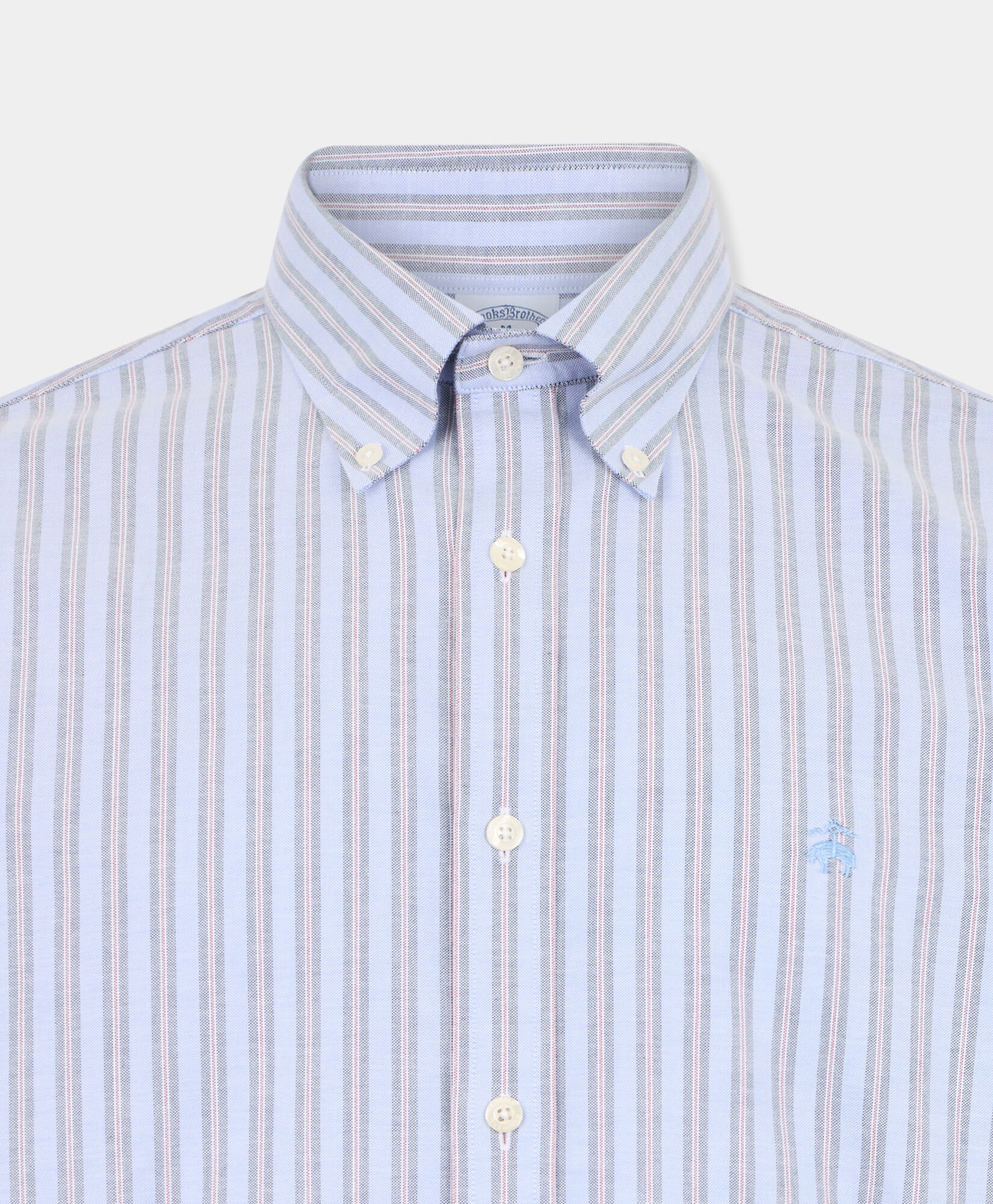 Regular Fit Non-Iron Striped Stretch Oxford Shirt with Button Down Collar
