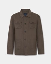Brooks Brothers Linen Utility Overshirt Brown