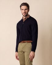 Brooks Brothers Half-Zip-Pullover aus Merinowolle Dunkelblau