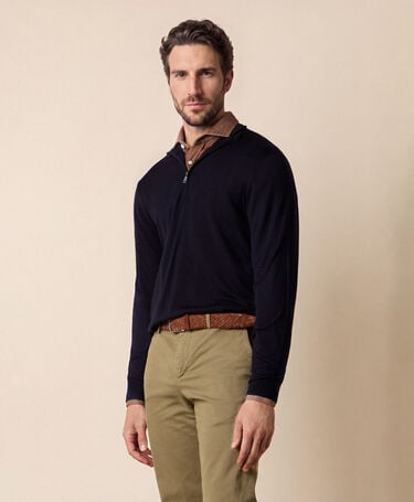 Brooks Brothers Half-Zip-Pullover aus Merinowolle Dunkelblau