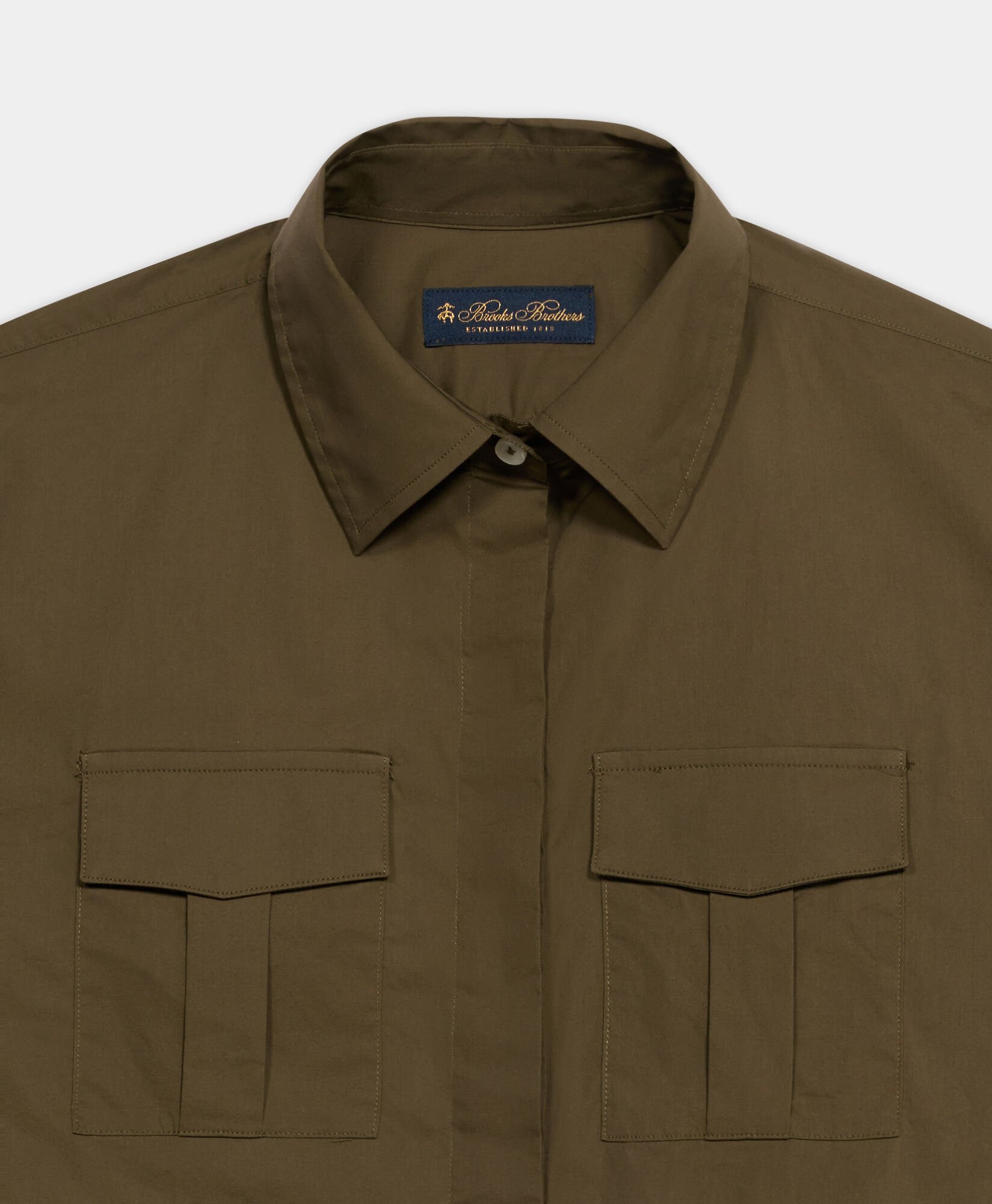 Boxy Stretch Cotton Pocket Shirt