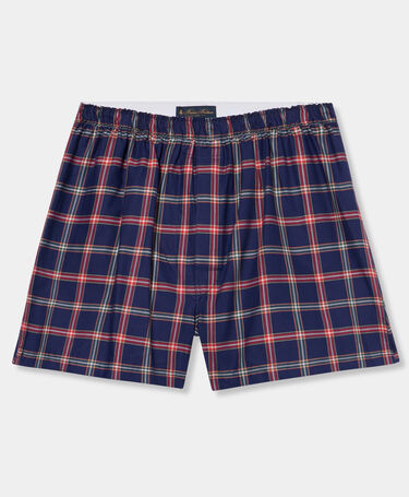 Brooks Brothers Plaid Cotton Boxer Shorts Blue