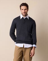 Brooks Brothers Strick-Polo aus Merinowolle Dunkelgrau