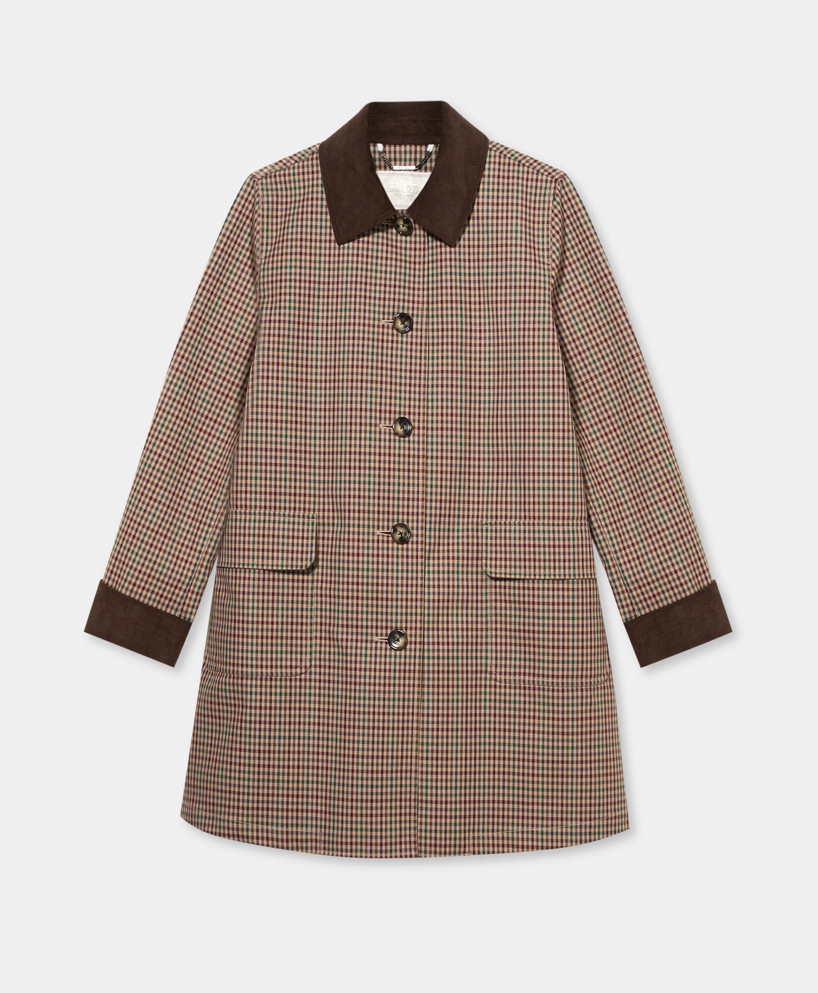 Checked Cotton Bonded Twill Coat