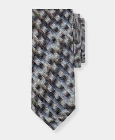 Brooks Brothers Herringbone Wool Tie Light Grey