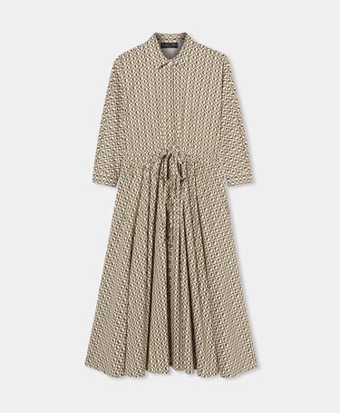 Brooks Brothers Bedrucktes Midi-Kleid mit Kordelzug Oliv