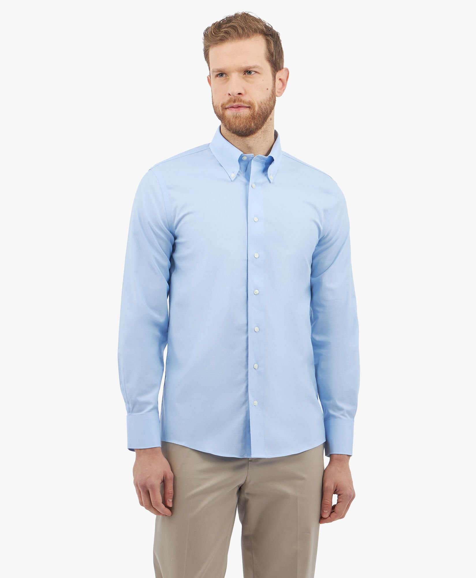 Slim Fit Non-Iron Stretch Supima Cotton Shirt with Button Down Collar