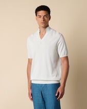 Brooks Brothers Open Collar Piqué Knit Polo Chalk