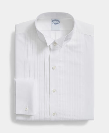 Brooks Brothers Camicia Slim Fit Non-Iron con Collo Diplomatico Bianco