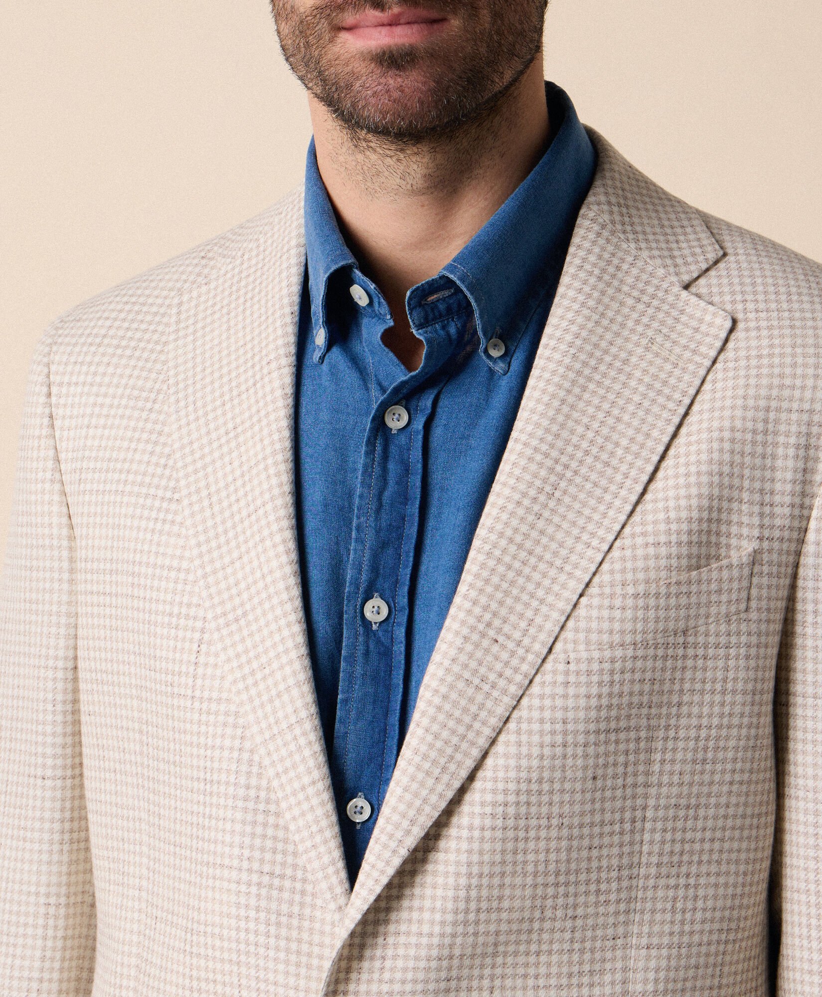 Pied de Poule Linen-Wool Blazer