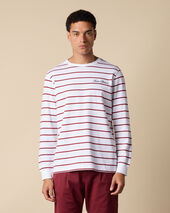 Brooks Brothers Striped Cotton T-Shirt with Logo Burgundy