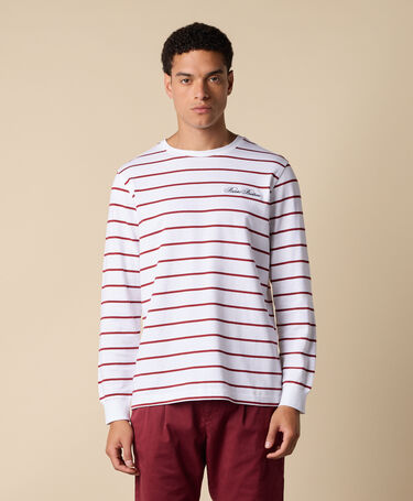 Brooks Brothers Koszulka w Paski z Bawełny z Nadrukowanym Logo Bordowy