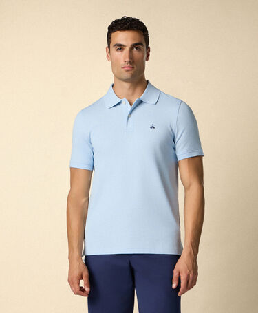 Brooks Brothers Golden Fleece Stretch-Baumwoll-Piqué-Polo Hellblau