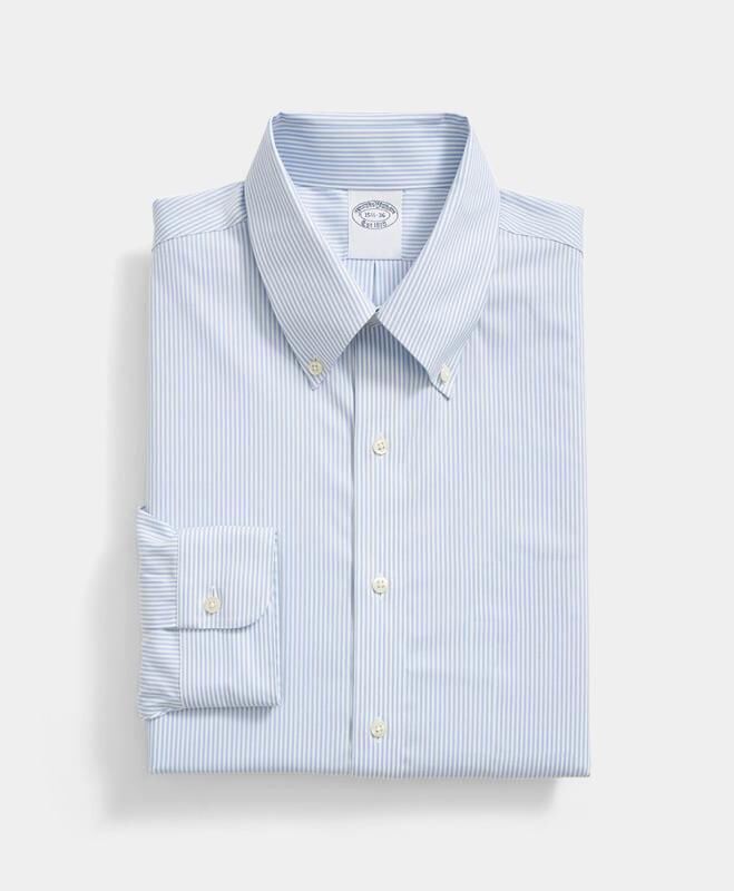 Slim Fit Non-Iron Striped Oxford Pinpoint Shirt with Button Down Collar