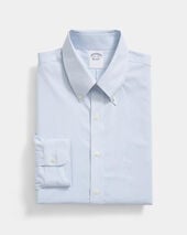 Brooks Brothers Slim Fit Non-Iron Striped Oxford Pinpoint Shirt with Button Down Collar Hydrangea