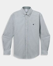 Brooks Brothers Chemise Oxford Rayée Coupe Classique avec Col Boutonné Vert