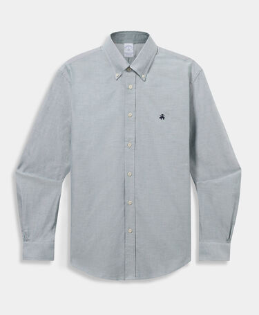 Brooks Brothers Regular Fit Striped Oxford Shirt with Button Down Collar Green