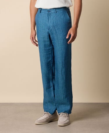 Brooks Brothers Hosen aus Leinen mit Fischgrätmuster Hellblau