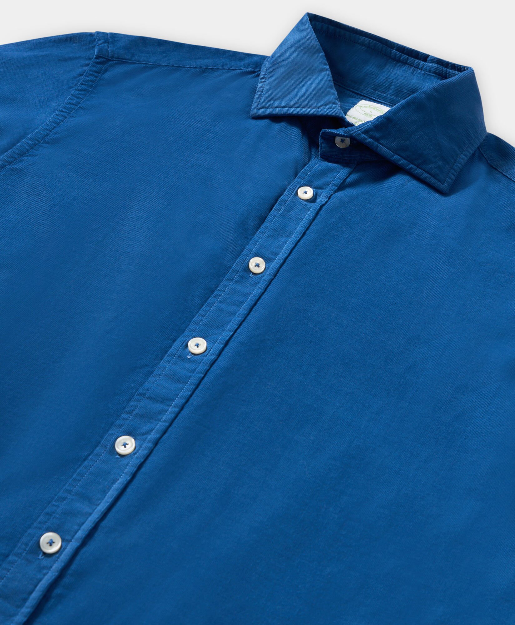 Slim Fit Cotton Corduroy Shirt with Spread Collar