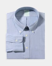 Brooks Brothers Regular Fit Non-Iron Oxford Shirt with Button Down Collar Blue
