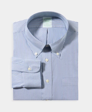 Brooks Brothers Slim Fit Non-Iron Oxford Shirt with Button Down Collar Blue