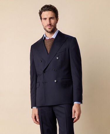 Brooks Brothers Double Breasted Performance Twill Virgin Wool Blazer Navy